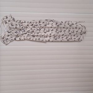 Eliatt Dress, size medium, eggshell white with gray and pink roses